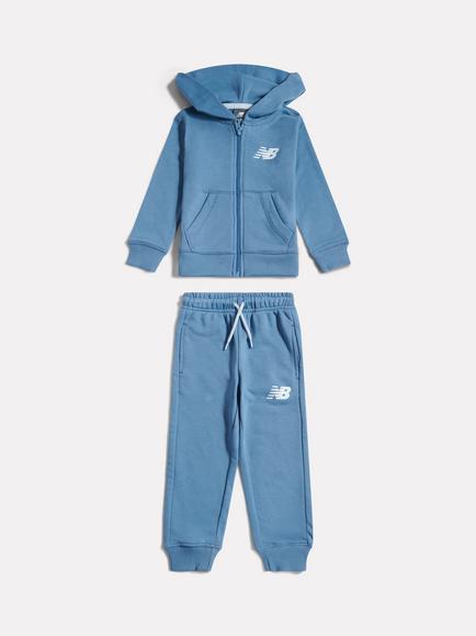 New Balance Kids' Stacked Logo Zip Through Hoodie and Joggers Set, Heron Blue