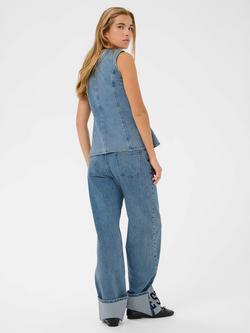 KAFFE Vallis Regular Fit Denim Waistcoat, Washed Blue - view 2, Washed Blue