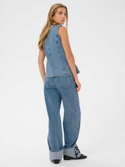 KAFFE Vallis Regular Fit Denim Waistcoat, Washed Blue - view 2, Washed Blue