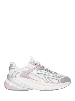 Skechers Kids' Mesh Metallic Lace Up Trainers, Off White, Off White