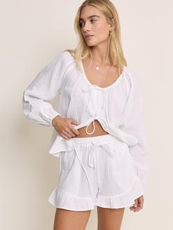Nobody's Child Tara Cotton Gauze Ruffle Shorts, White, White
