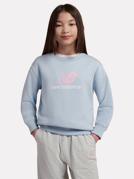 New Balance Kids' Fleece Stacked Logo Crew Sweatshirt, Oxford Blue, Oxford Blue