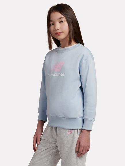 New Balance Kids' Fleece Stacked Logo Crew Sweatshirt, Oxford Blue - view 2, Oxford Blue