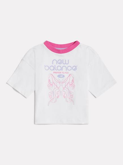 New Balance Kids' Butterfly Graphic T-Shirt, Bright White/Multi, Bright White/Multi