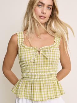 Nobody's Child Ariel Sleeveless Gingham Cotton Blouse, Yellow/White - view 2, Yellow/White
