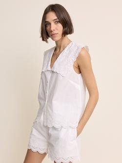 Nobody's Child Bonnie Sleeveless Broderie Cotton Blouse, White - view 2, White