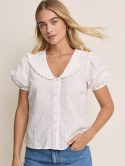 Nobody's Child Errie Short Sleeve Ditsy Embroidered Blouse containing LENZING™ ECOVERO™ Viscose, White, White