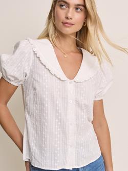 Nobody's Child Errie Short Sleeve Ditsy Embroidered Blouse containing LENZING™ ECOVERO™ Viscose, White - view 2, White