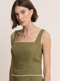 Nobody's Child Whipstitch Tailored Button Back Top, Green, Green