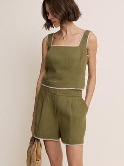 Nobody's Child Whipstitch Tailored Button Back Top, Green - view 2, Green