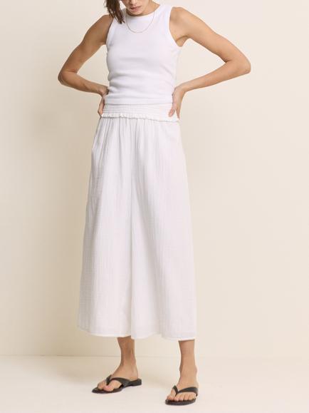 Nobody's Child Gauze High Waist Wide Leg Trousers, White, White