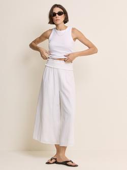 Nobody's Child Gauze High Waist Wide Leg Trousers, White - view 2, White
