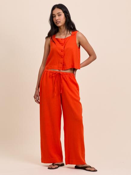 Nobody's Child Tadlow Drawstring Linen Rich Trousers, Orange, Orange