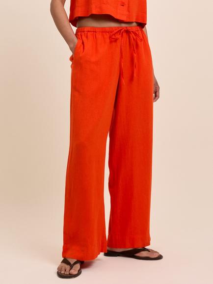 Nobody's Child Tadlow Drawstring Linen Rich Trousers, Orange - view 2, Orange