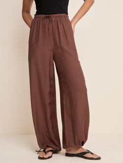 Nobody's Child Violet Drawstring Tie Cuff Balloon Leg Trousers, Brown - view 2, Brown