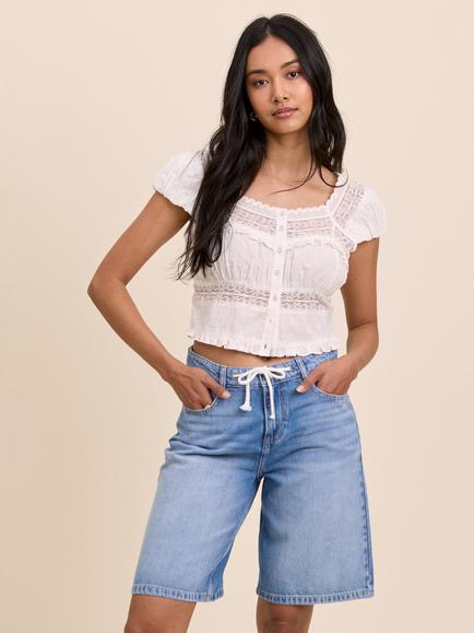 Nobody's Child Sutton Mid Rise Denim Shorts, Light Blue, Light Blue