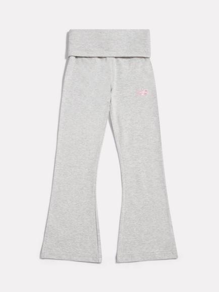 New Balance Kids' Logo Flared Leggings, Grey Marl