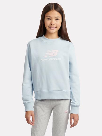 New Balance Kids' Relaxed FT Stacked Logo Crew Sweatshirt, Oxford Blue, Oxford Blue