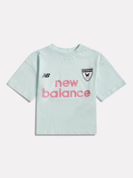New Balance Kids' Football Graphic T-Shirt, Cosmic Jade, Cosmic Jade