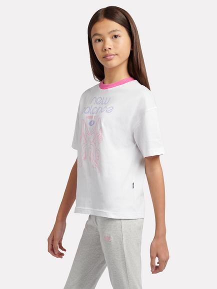 New Balance Kids' Short Sleeve Butterfly Graphic T-Shirt, Bright White/Multi - view 2, Bright White/Multi