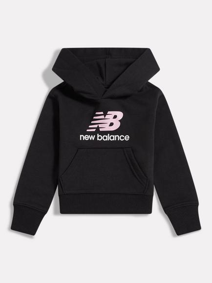 New Balance Kids' Stacked Logo Hoodie, Caviar, Caviar