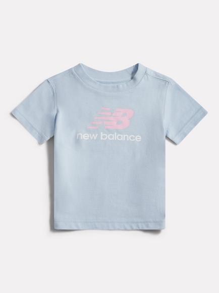 New Balance Kids' Stacked Logo Cotton T-Shirt, Oxford Blue