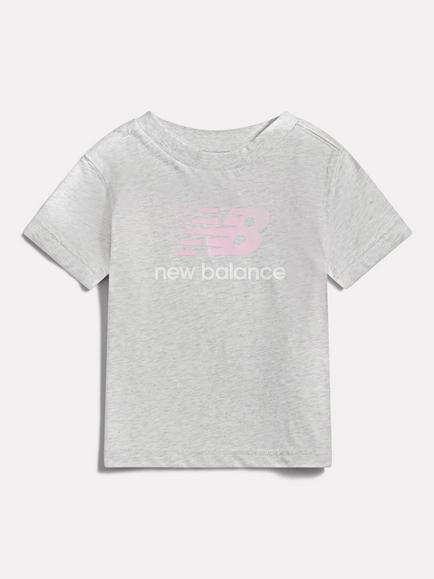 New Balance Kids' Short Sleeve Stack Logo T-Shirt, Grey Marl