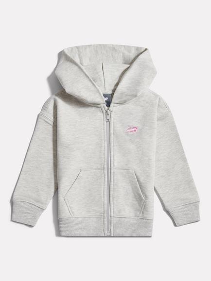 New Balance Kids' Small Logo Zip Hoodie, Grey Marl