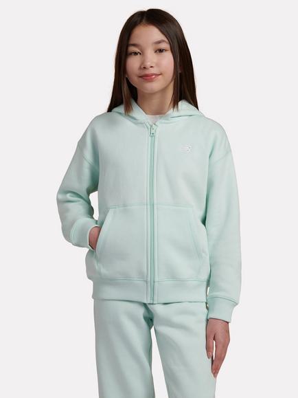 New Balance Kids' Fleece Zip Front Hoodie, Cosmic Jade, Cosmic Jade