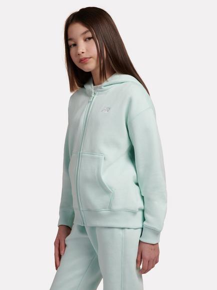 New Balance Kids' Fleece Zip Front Hoodie, Cosmic Jade - view 2, Cosmic Jade