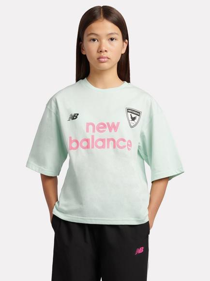 New Balance Kids' Megaspeed Graphic Football Shirt, Jade, Jade