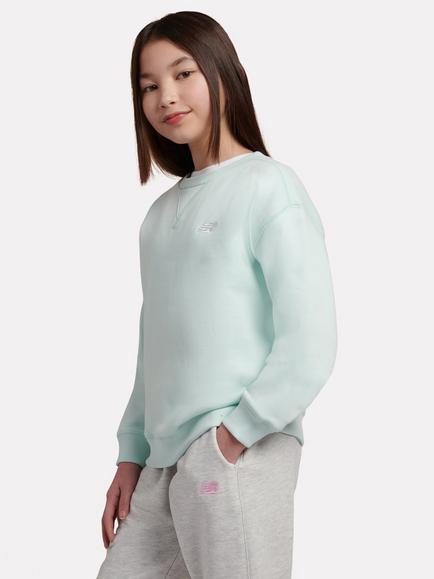 New Balance Kids' Small Logo Fleece Crew Sweatshirt, Cosmic Jade - view 2, Cosmic Jade