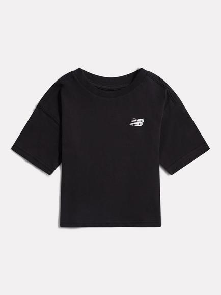 New Balance Kids' Cotton Small Logo Crew T-Shirt, Black