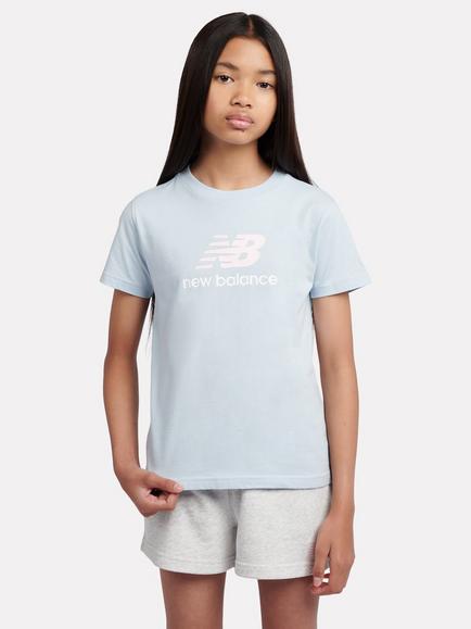 New Balance Kids' Short Sleeve Stacked Logo T-Shirt, Oxford Blue, Oxford Blue