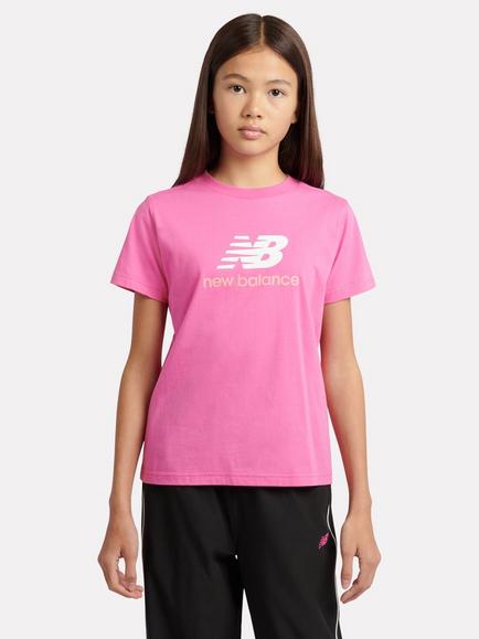 New Balance Kids' Jersey Stacked Logo T-Shirt, Pink