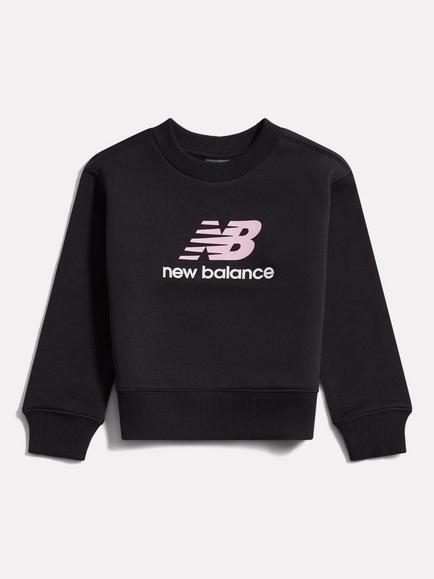 New Balance Kids' Stacked Logo Fleece Sweatshirt, Black