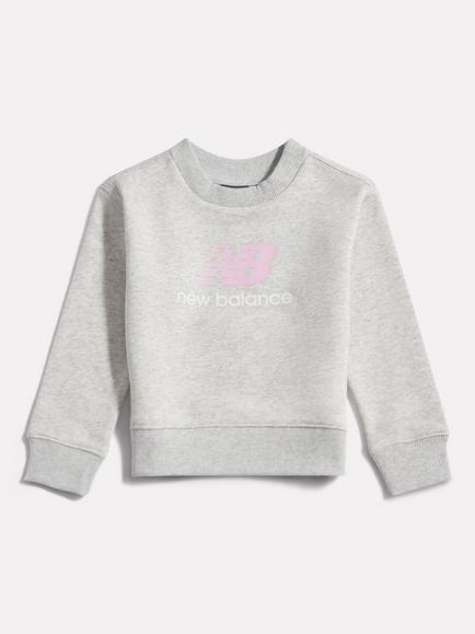 New Balance Kids' Stacked Logo Fleece Sweatshirt, Grey Marl