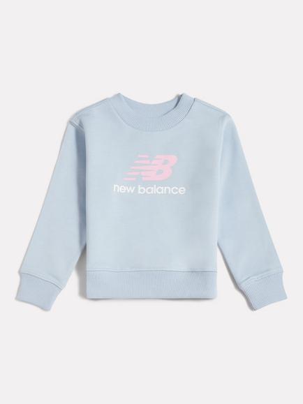 New Balance Kids' Stacked Logo Crew Neck Jumper, Oxford Blue, Oxford Blue