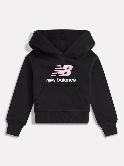 New Balance Kids' Stacked Logo Hoodie, Black, Black