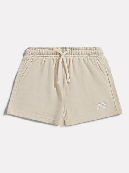 New Balance Kids' Drawstring Shorts, Grey Marl, Natural Oyster