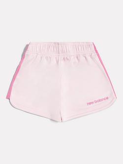 New Balance Kids' Curved Hem Shorts, Light Raspberry - view 2, Light Raspberry