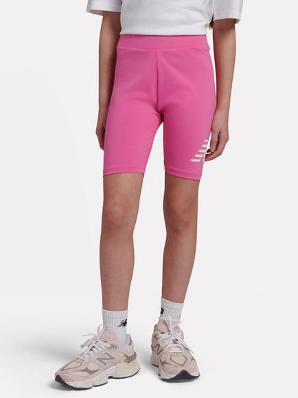 New Balance Kids' Stacked Logo Cycle Shorts, Pink