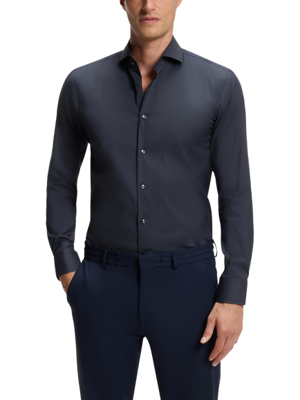 HUGO BOSS Cotton Blend Slim Fit Shirt, Navy, Navy