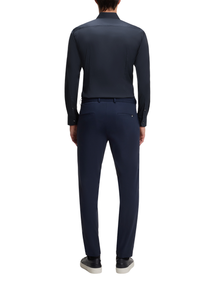 HUGO BOSS Cotton Blend Slim Fit Shirt, Navy - view 2, Navy