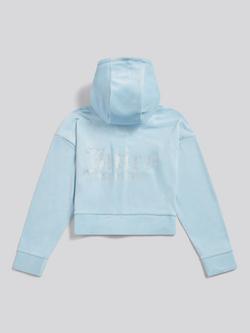 Juicy Couture Kids' Cropped Velour Zip Hoodie, Blue - view 2, Nantucket Breeze