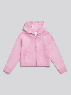 Juicy Couture Kids' Cropped Velour Zip Hoodie, Pinky Lilac, Pinky Lilac Chiffon