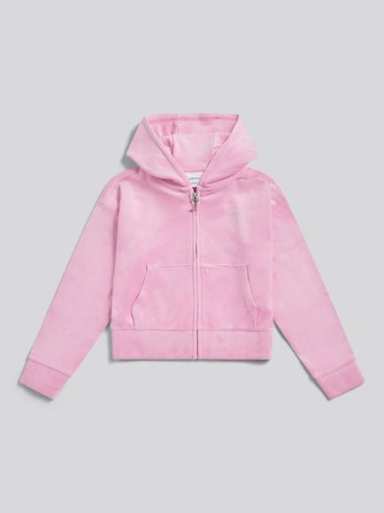 Juicy Couture Kids' Cropped Velour Zip Hoodie, Pinky Lilac, Pinky Lilac Chiffon