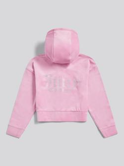 Juicy Couture Kids' Cropped Velour Zip Hoodie, Pinky Lilac - view 2, Pinky Lilac Chiffon