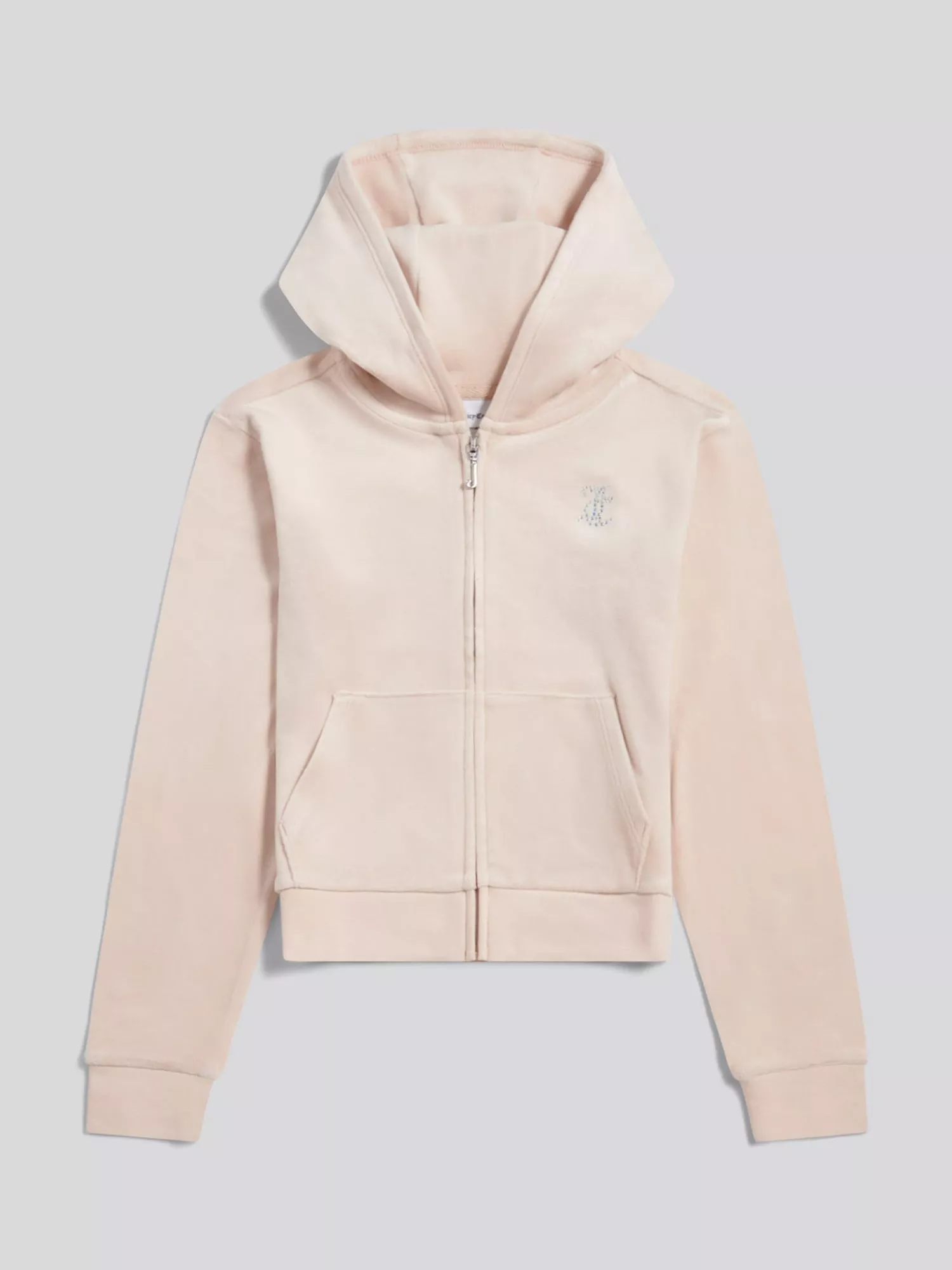 Juicy Couture Kids' Diamante Zip Hoodie, Gray Morn