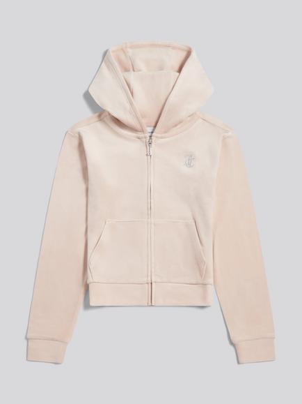 Juicy Couture Kids' Diamante Zip Hoodie, Gray Morn, Gray Morn